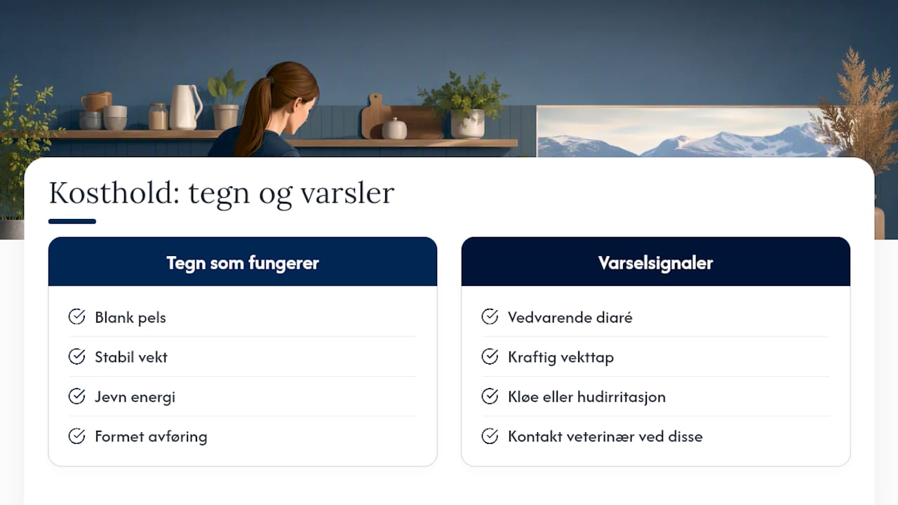 Tegn på et velfungerende kosthold og varsler på problemer