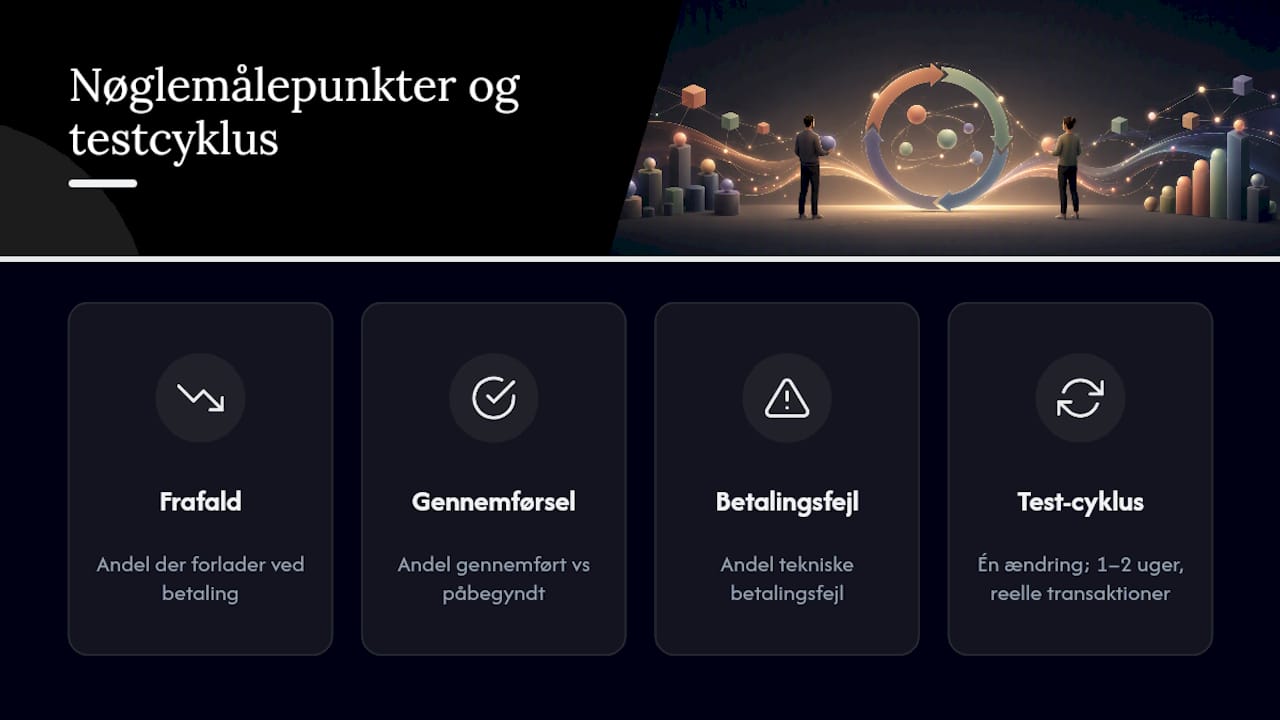Tre checkout-målepunkter og testcyklus