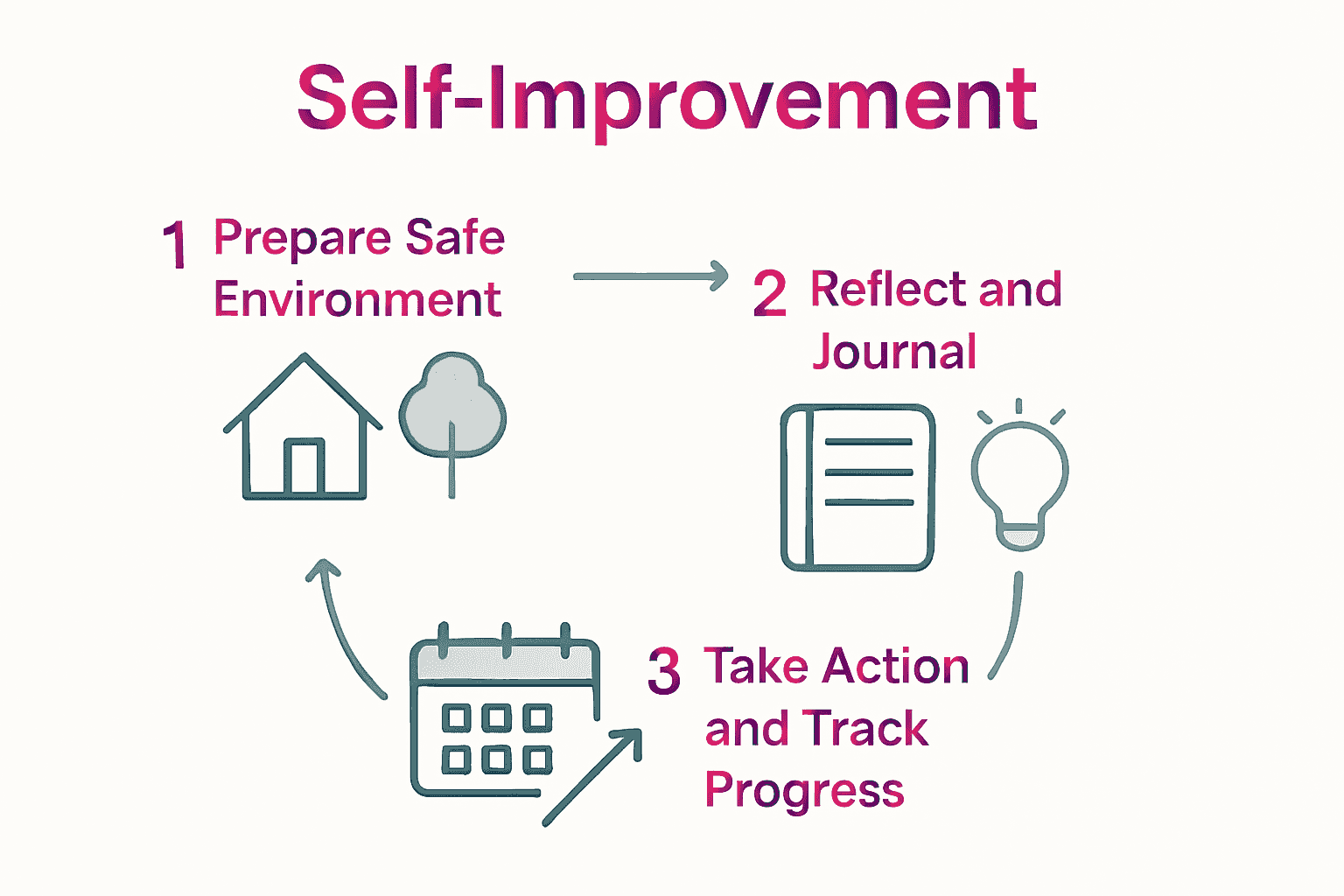 Flowchart showing preparation, reflection, and action steps for mushroom integration
