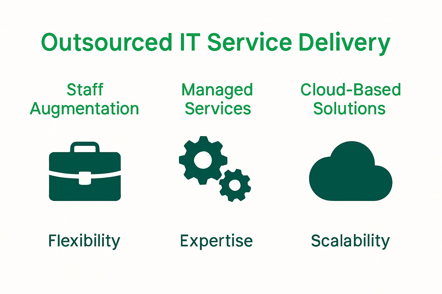 Infographic comparing main outsourced IT service types