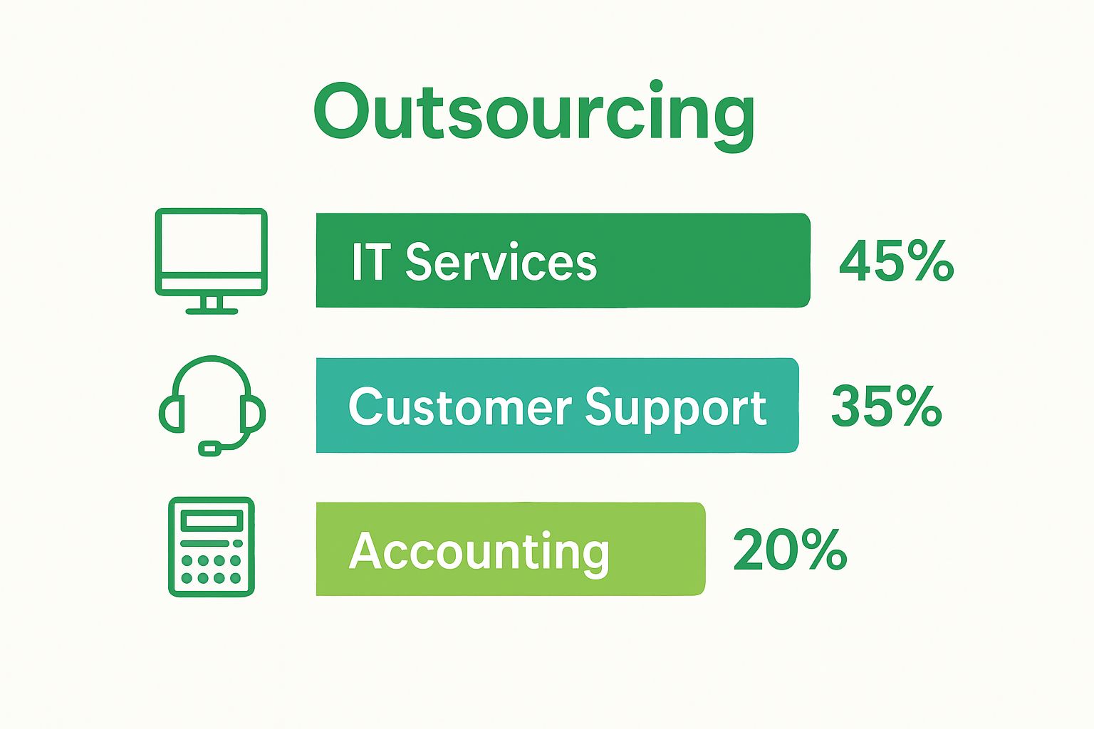 Simple bar chart of most commonly outsourced business functions