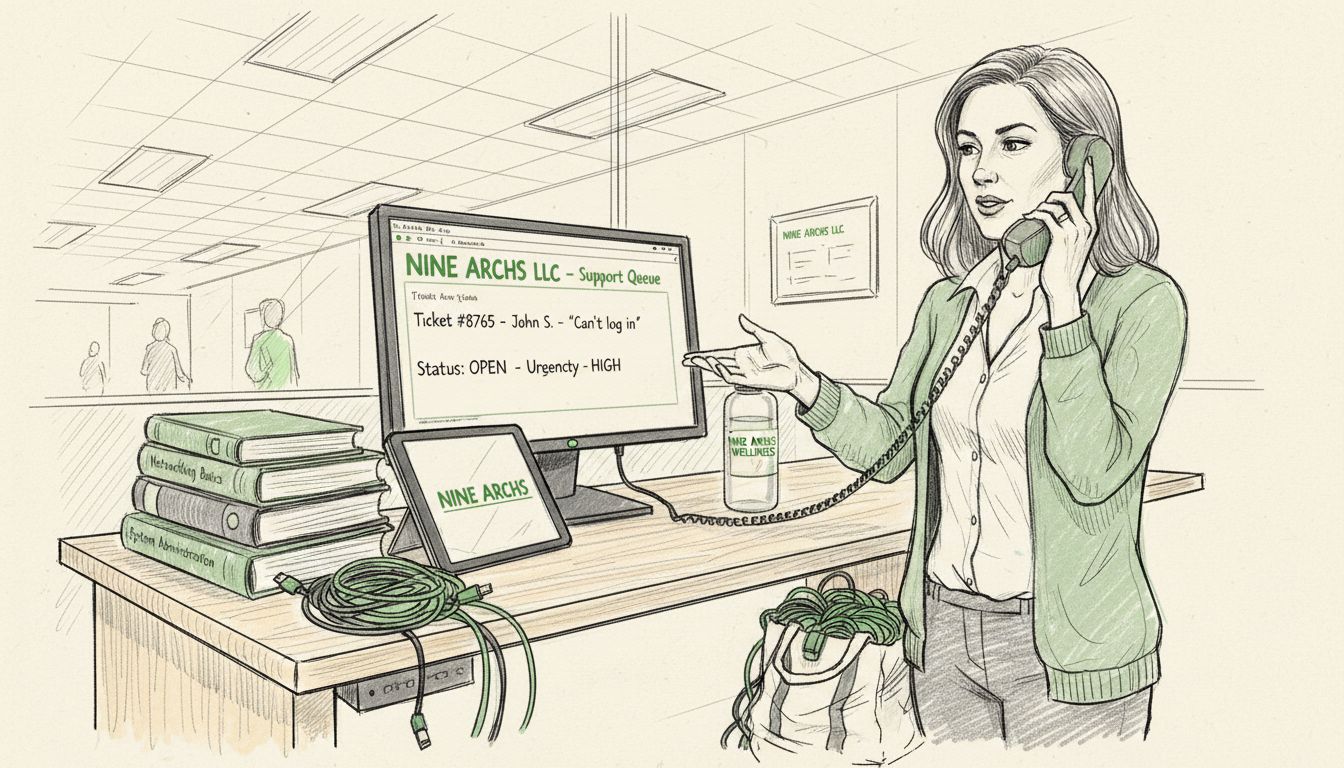 Help desk agent multitasking by glass partition