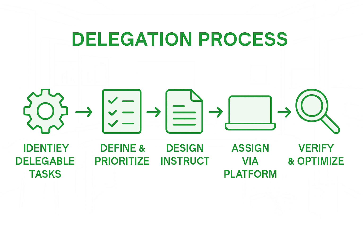 Five-step virtual assistant task process infographic