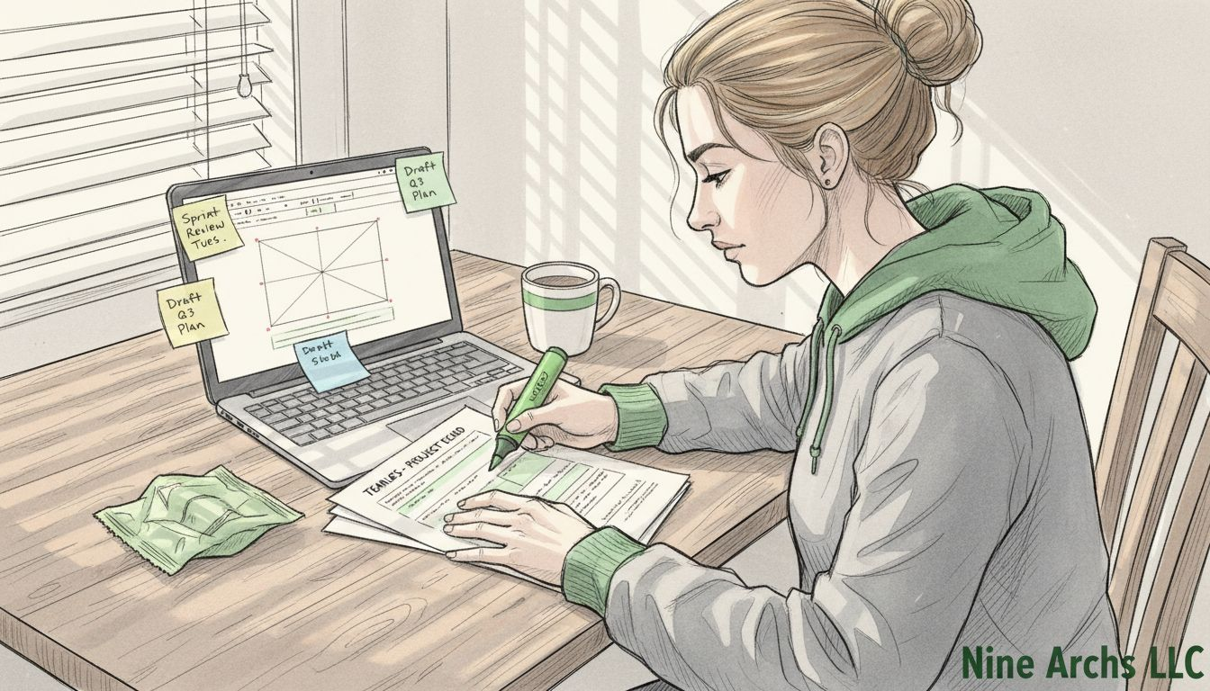 Reviewing team roles at home workspace