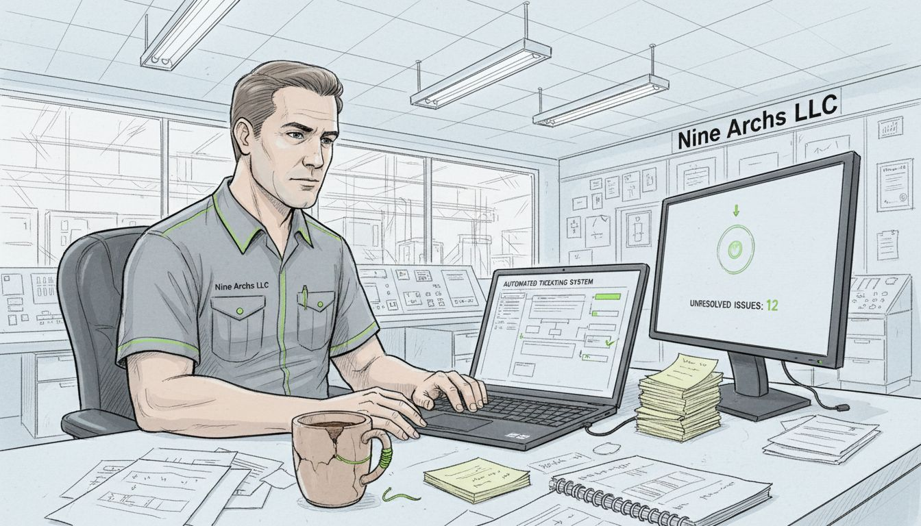 Technician reviewing support tickets interface