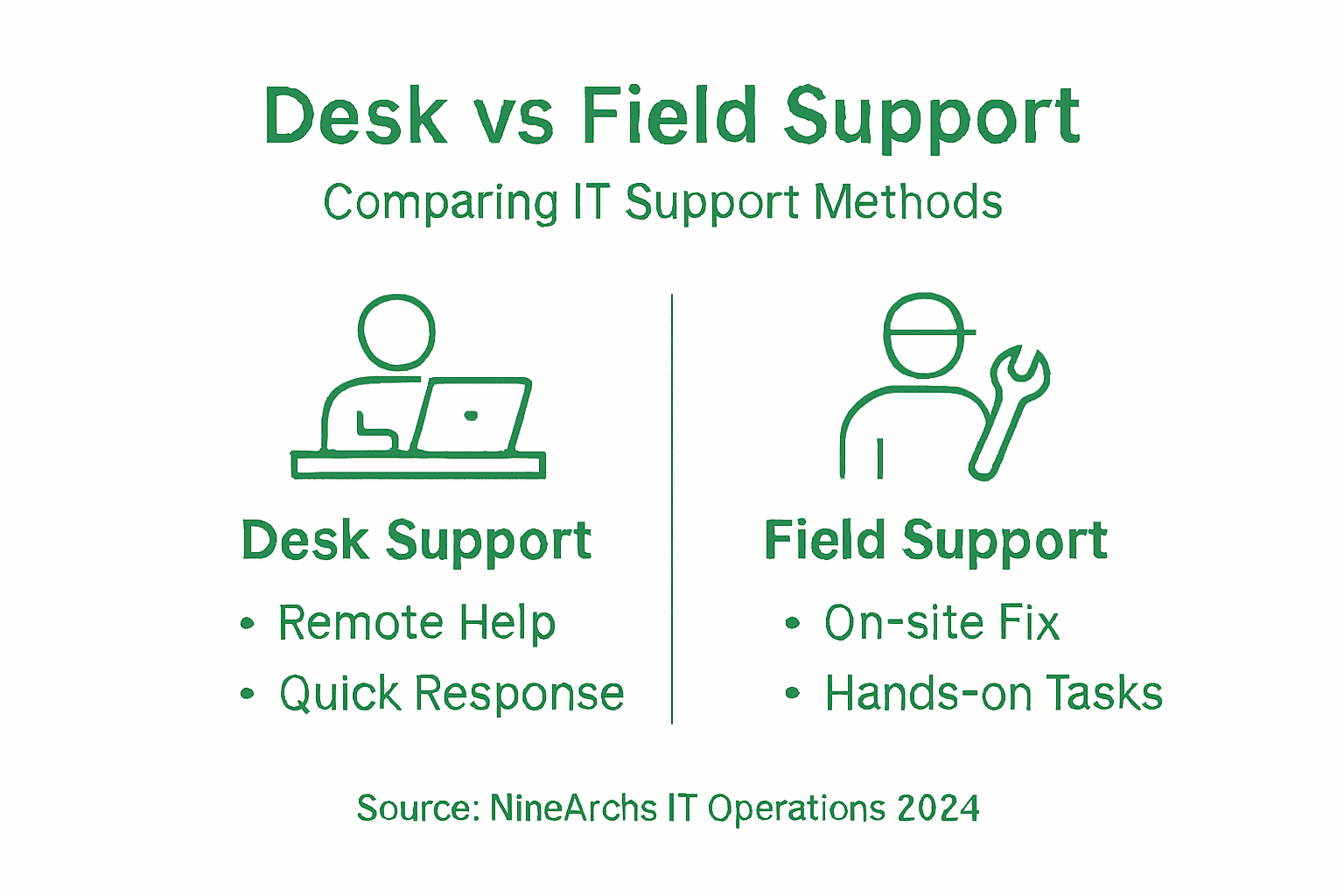 Infographic comparing desk and field support