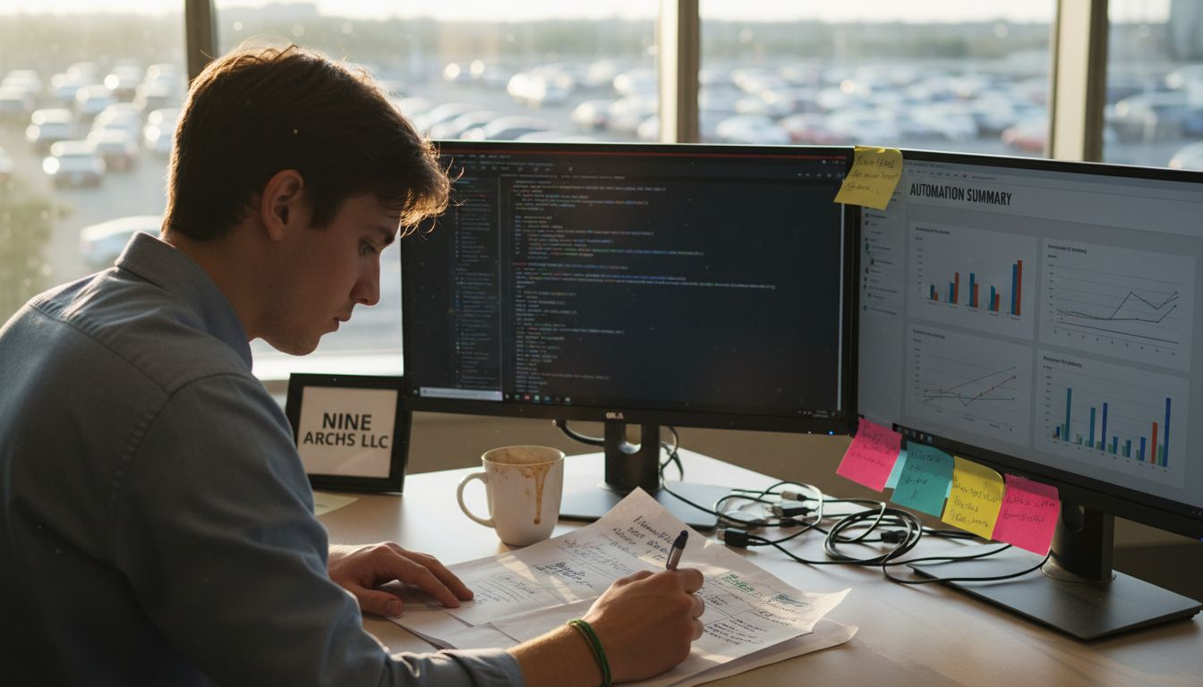 Analyst reviewing automated workflow with dashboards