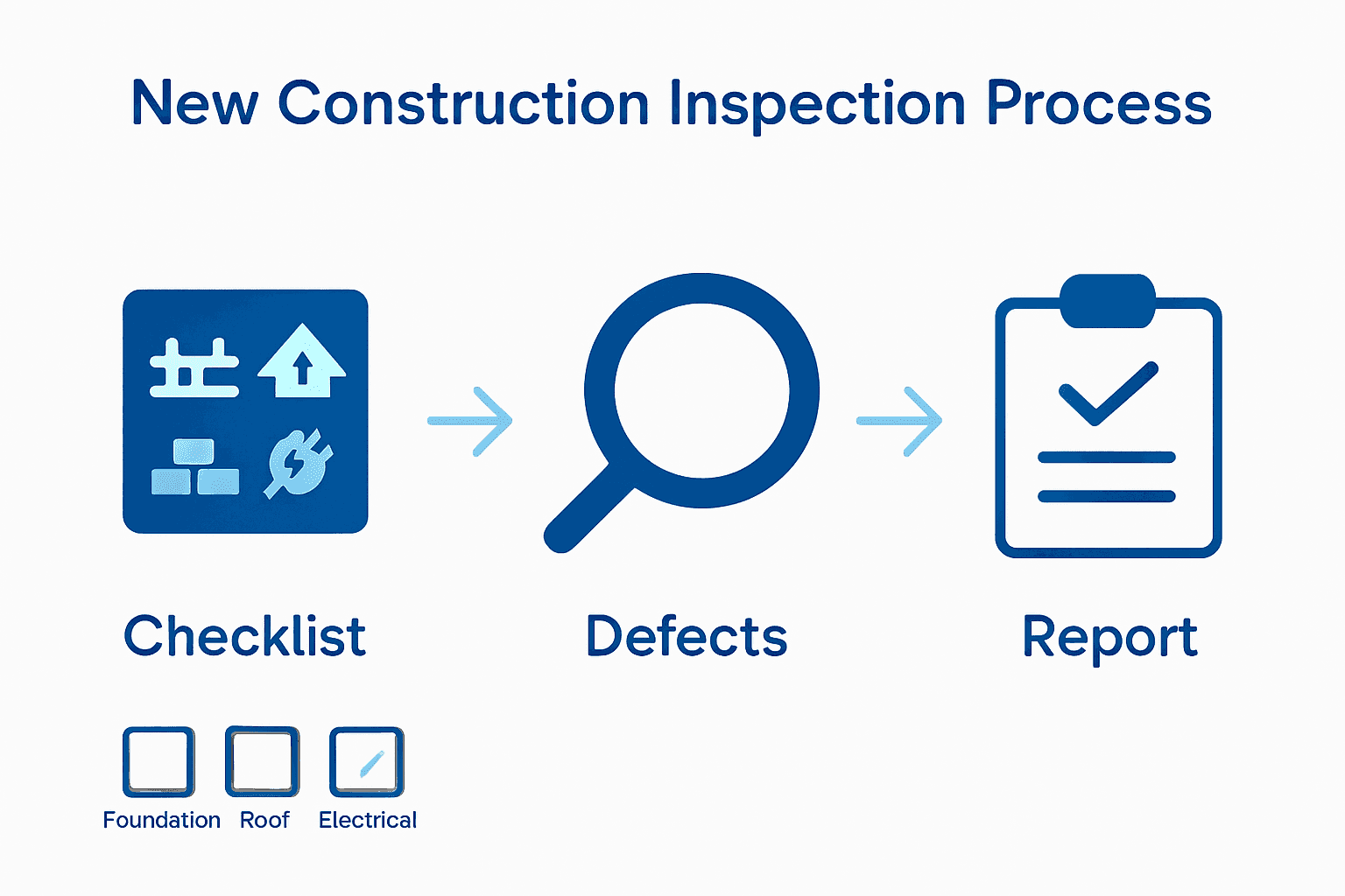 Infographic visualizing steps of new construction home inspections