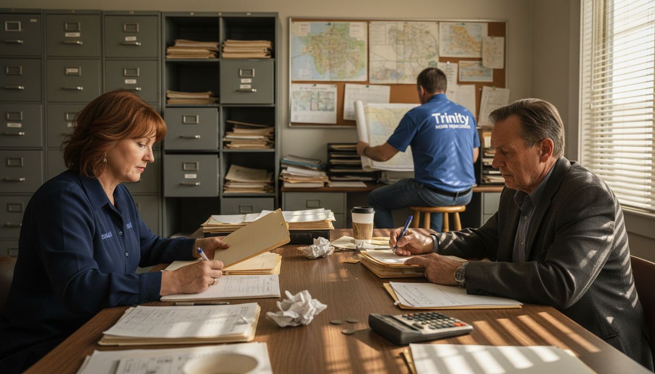 Agents reviewing Alabama home sale records