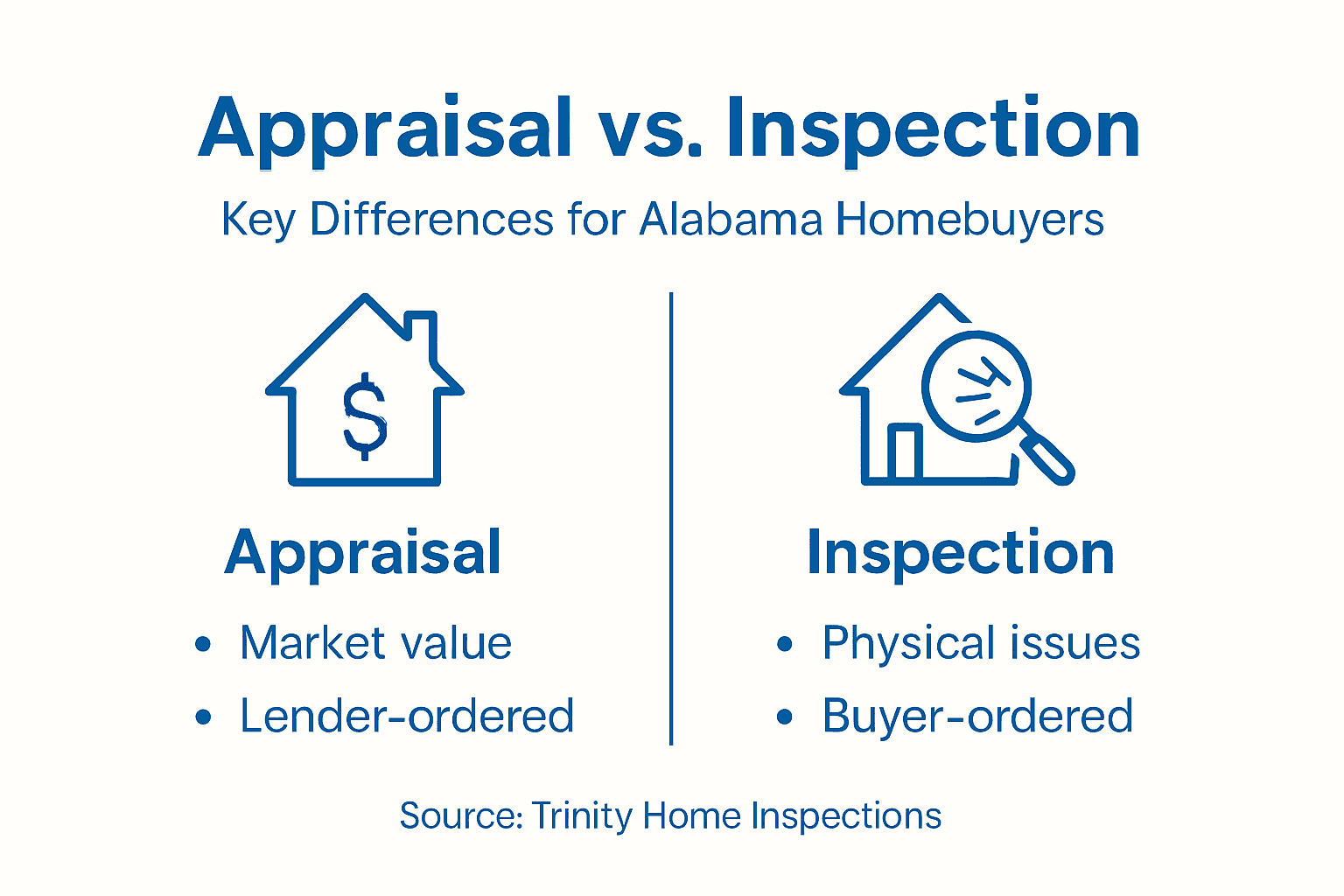 Infographic shows appraisal and inspection comparison