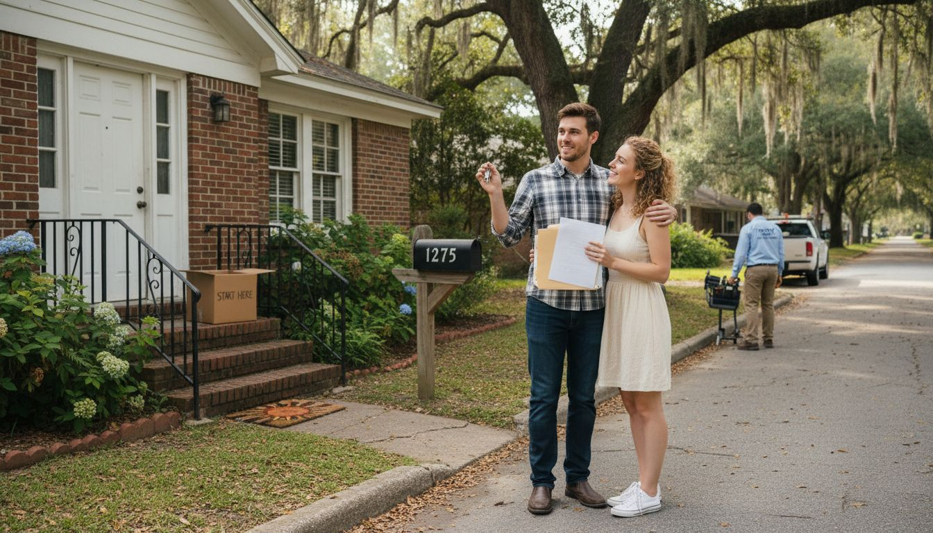 Couple receiving keys to Alabama home
