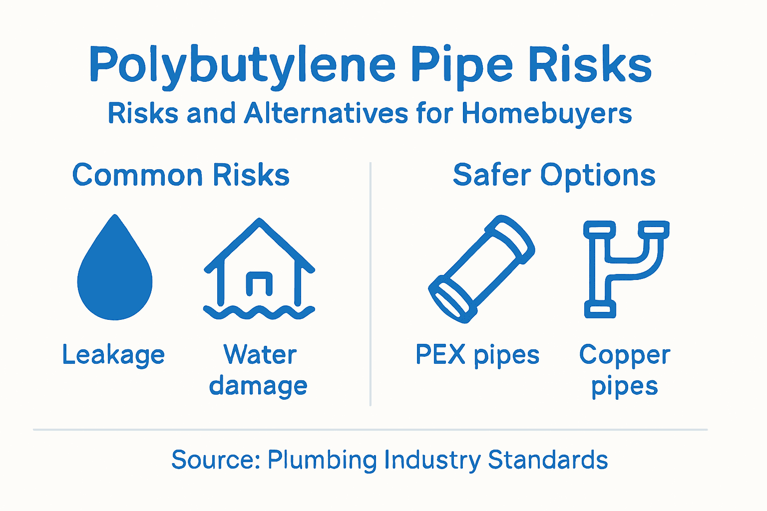 Infographic showing polybutylene risks and alternatives