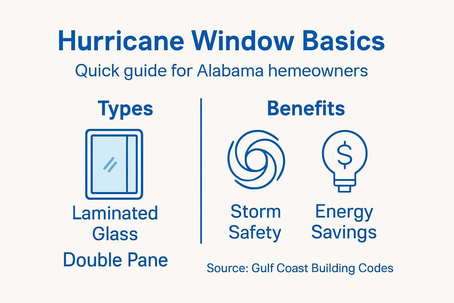 Infographic of hurricane window types and benefits