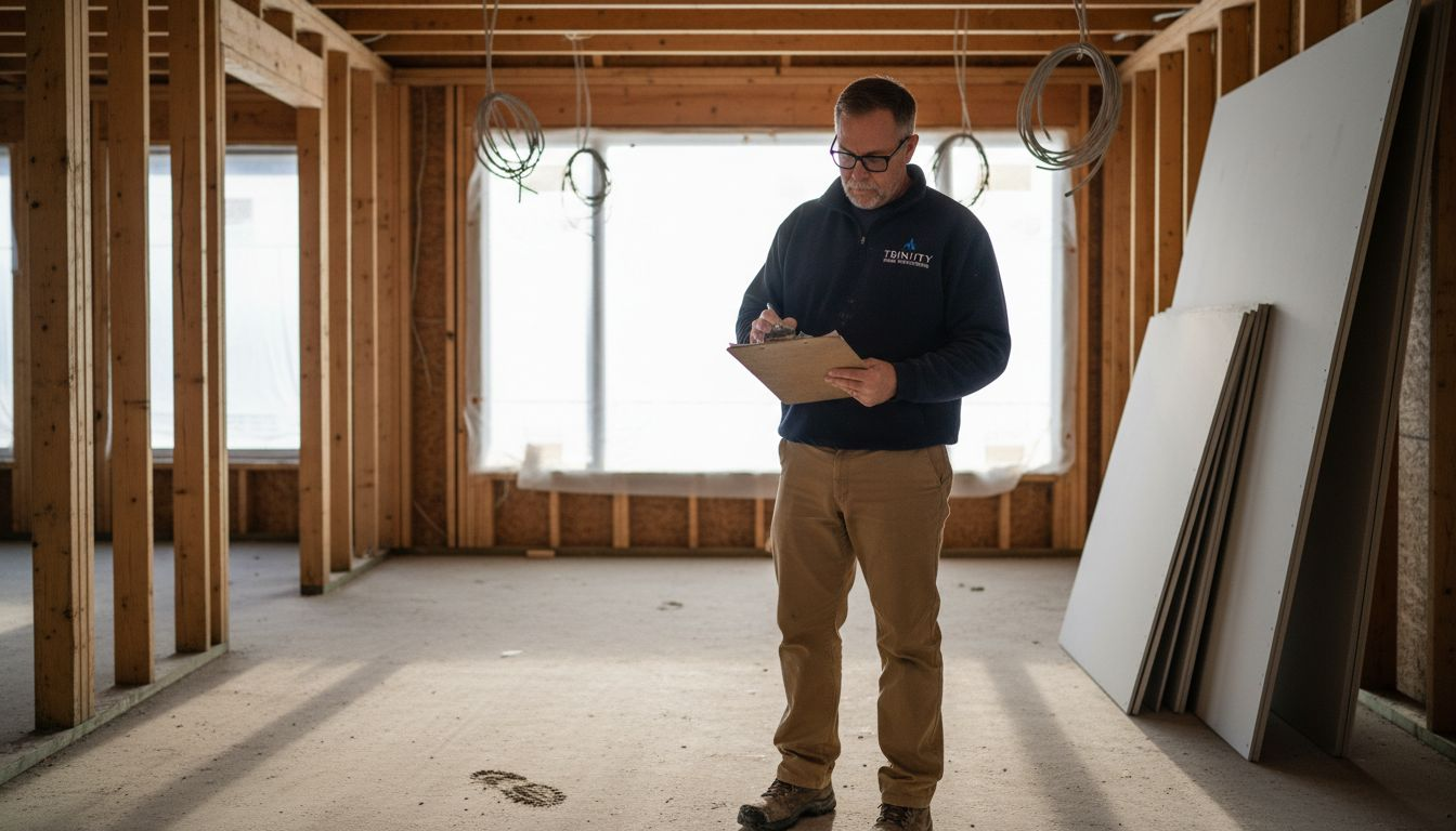 Inspector checks framing before drywall install
