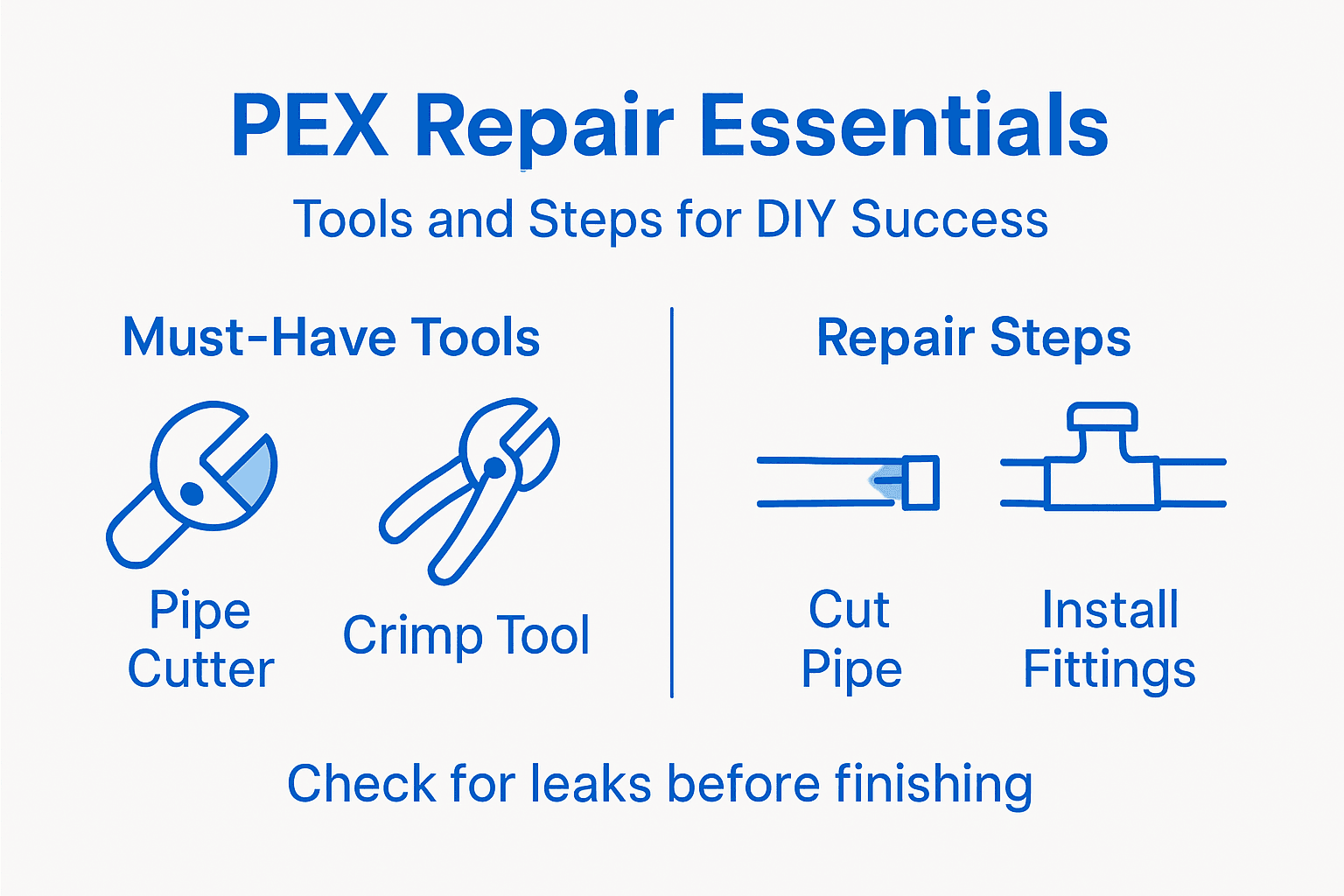 Infographic shows tools and steps for PEX repair