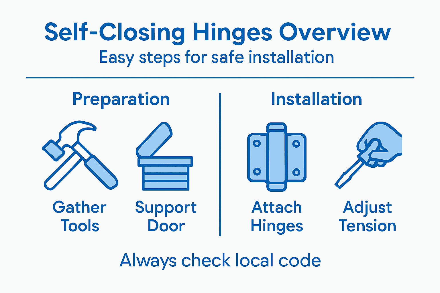 Infographic of self-closing hinge install steps