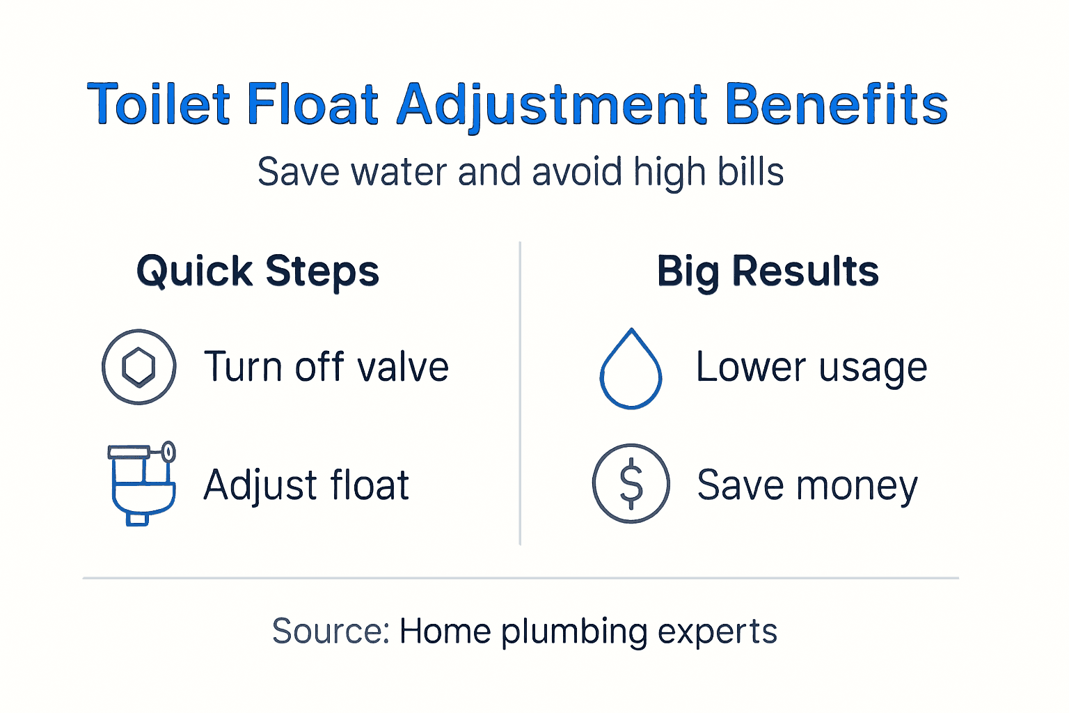 Infographic for adjusting toilet float and saving water