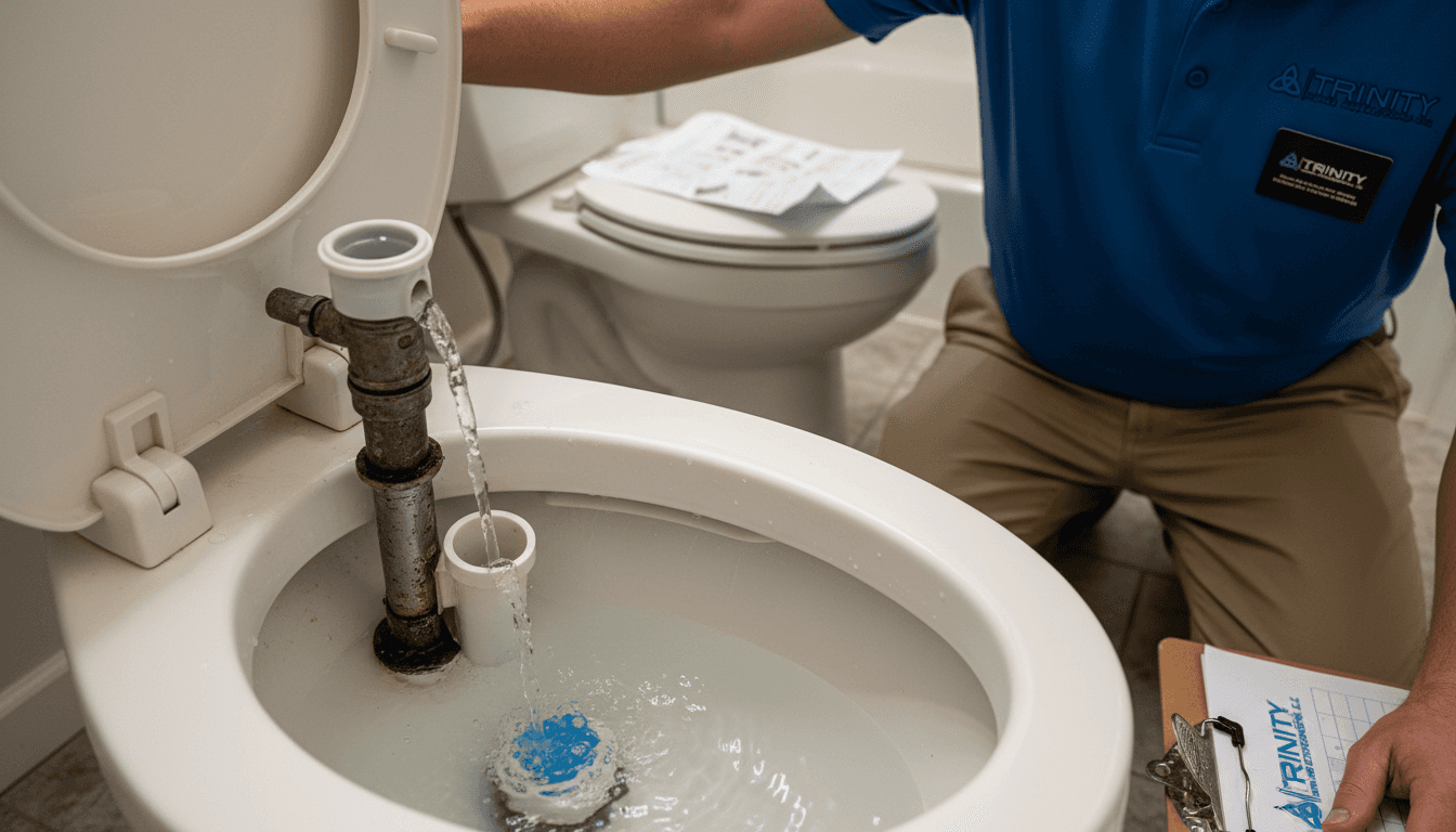Water overflowing into toilet tank’s overflow tube