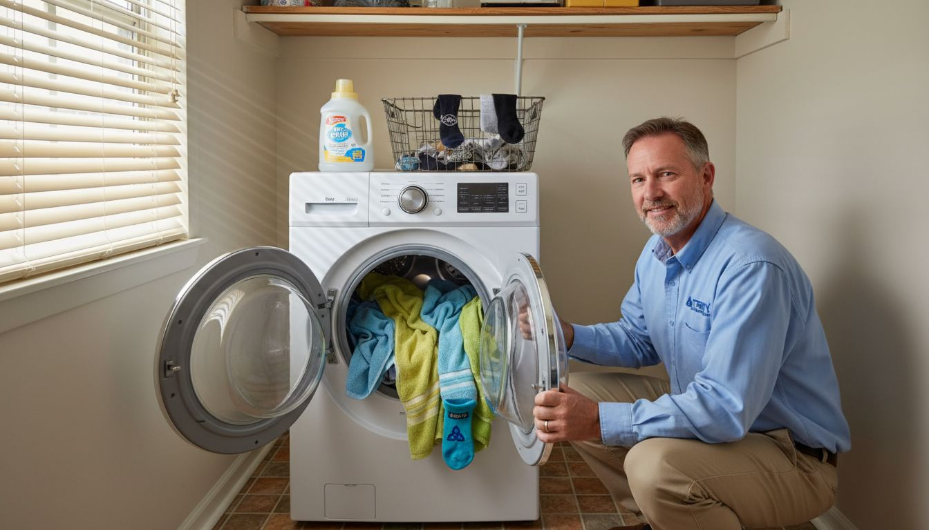 Stackable washer showing load capacity