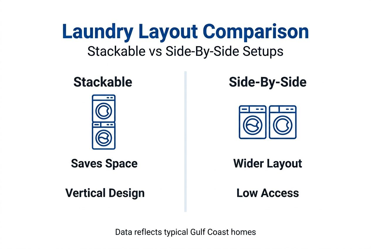 Infographic showing stackable versus side by side laundry key points