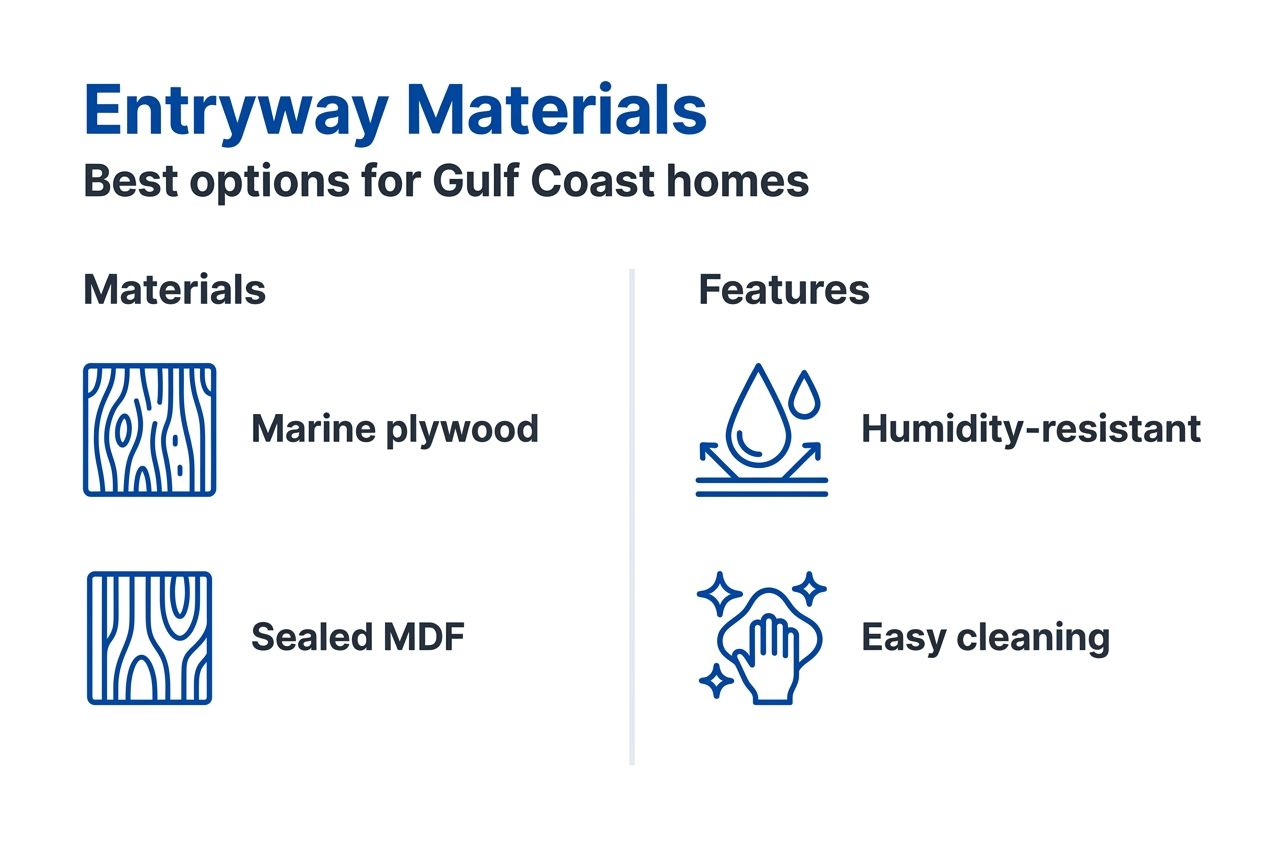 Infographic comparing entryway storage materials