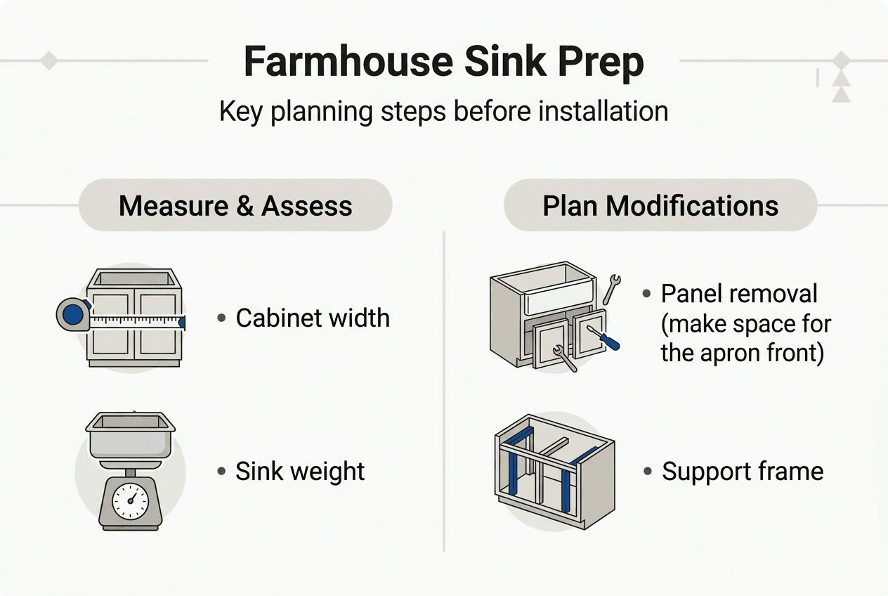 Infographic farmhouse sink installation planning steps