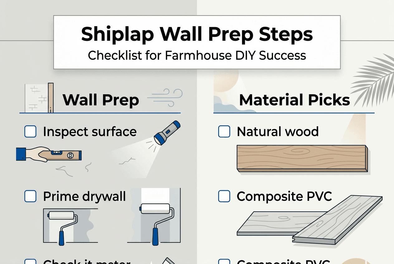 Infographic of shiplap prep and material choices
