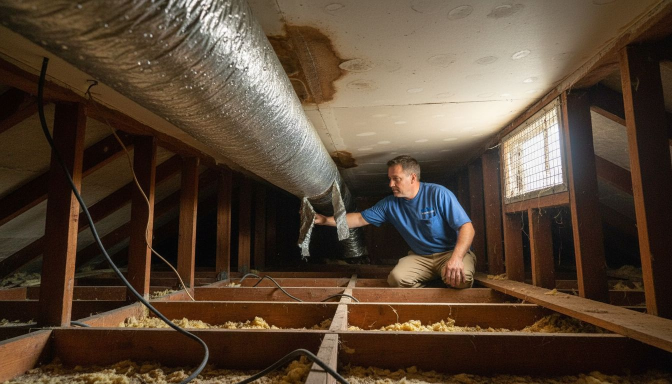 Condensation forming on attic air duct