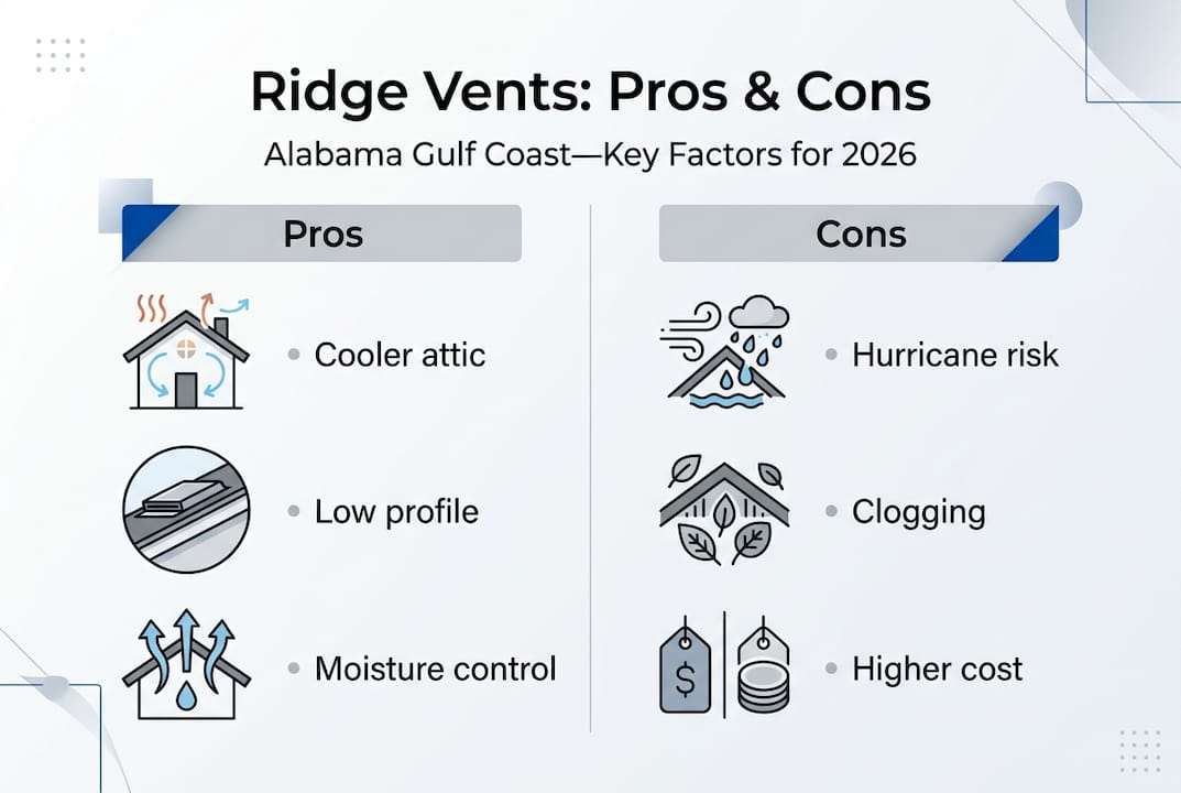 Infographic shows pros and cons of ridge vents