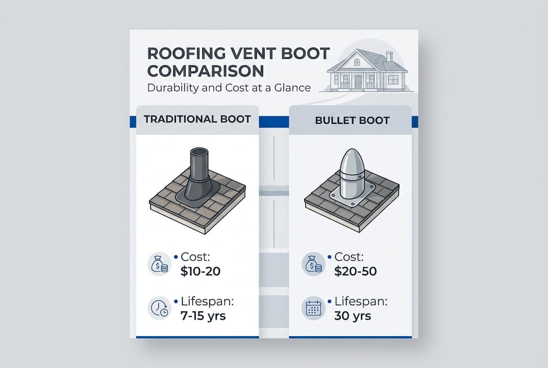 Infographic comparing bullet and traditional vent boots