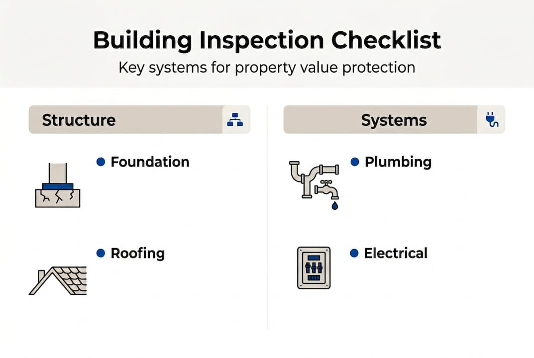 Infographic outlining building inspection checklist