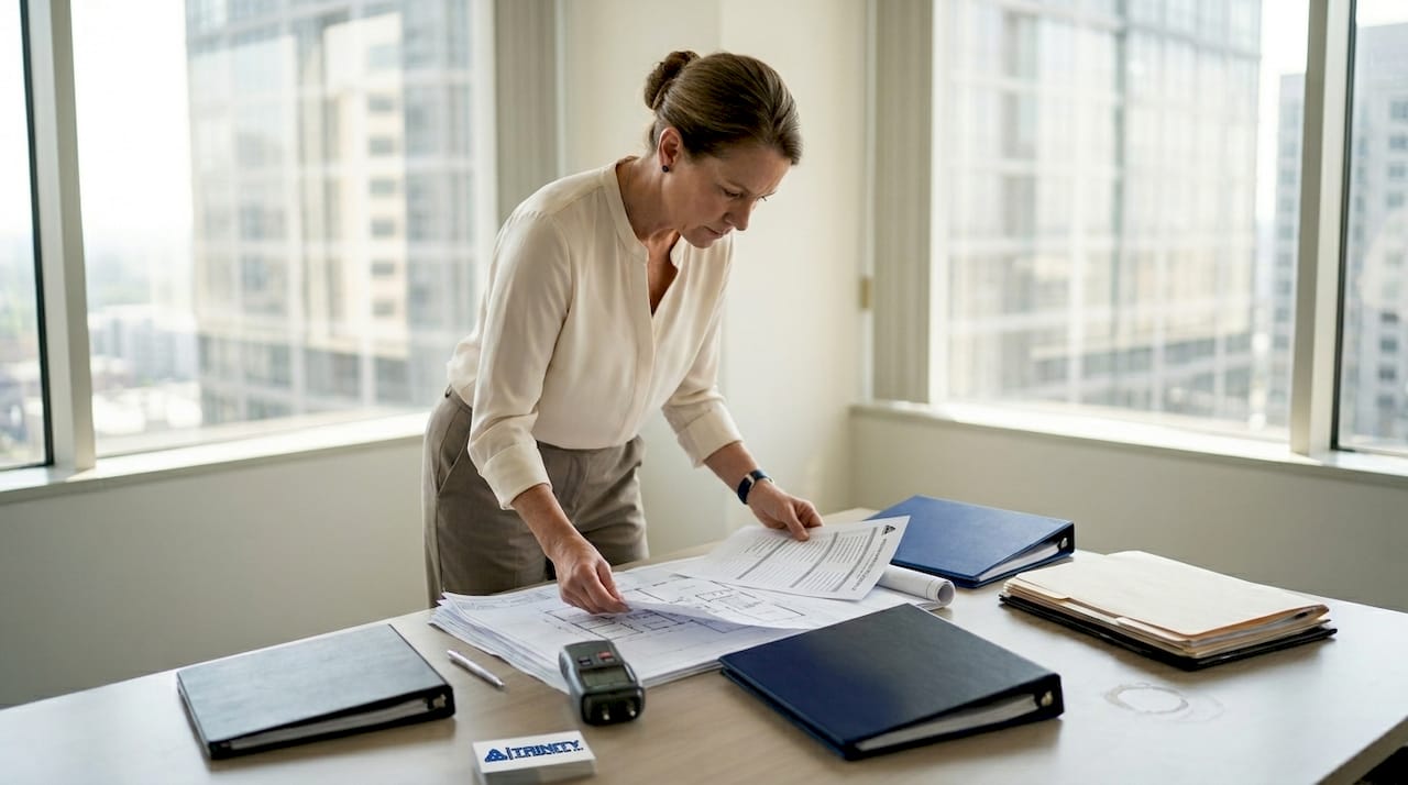 Property manager reviewing mold inspection plans