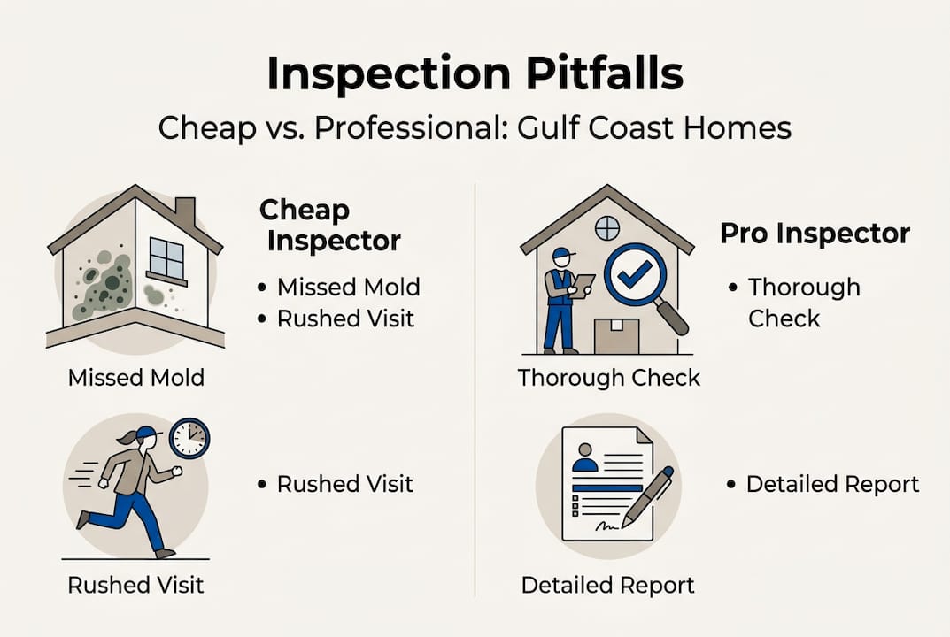 Infographic comparing cheap and professional home inspections