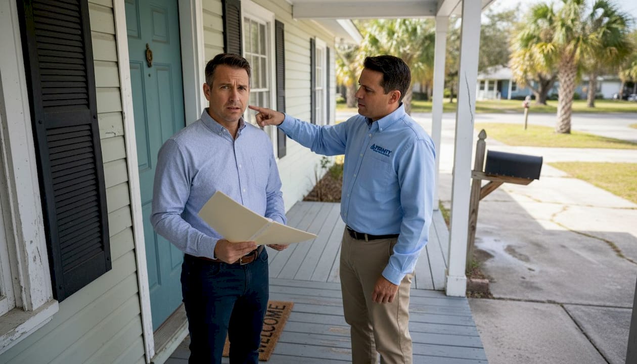 Gulf Coast homebuyer reviewing inspection report