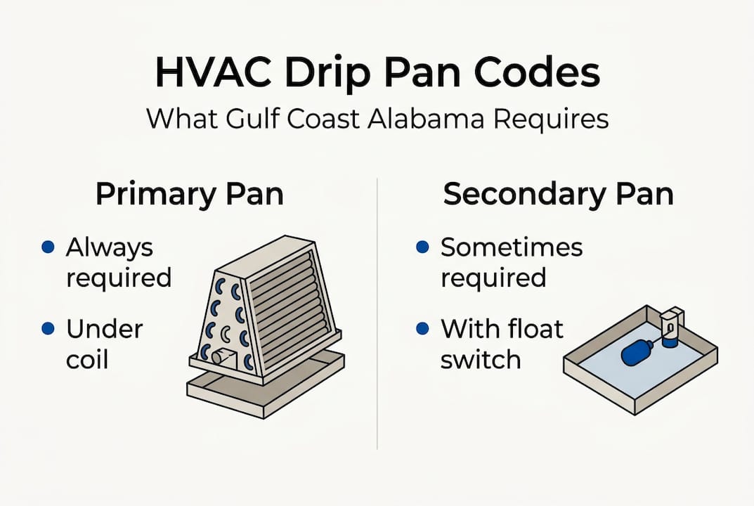Infographic on HVAC drip pan code requirements