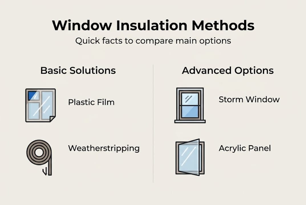 Infographic comparing window insulation methods