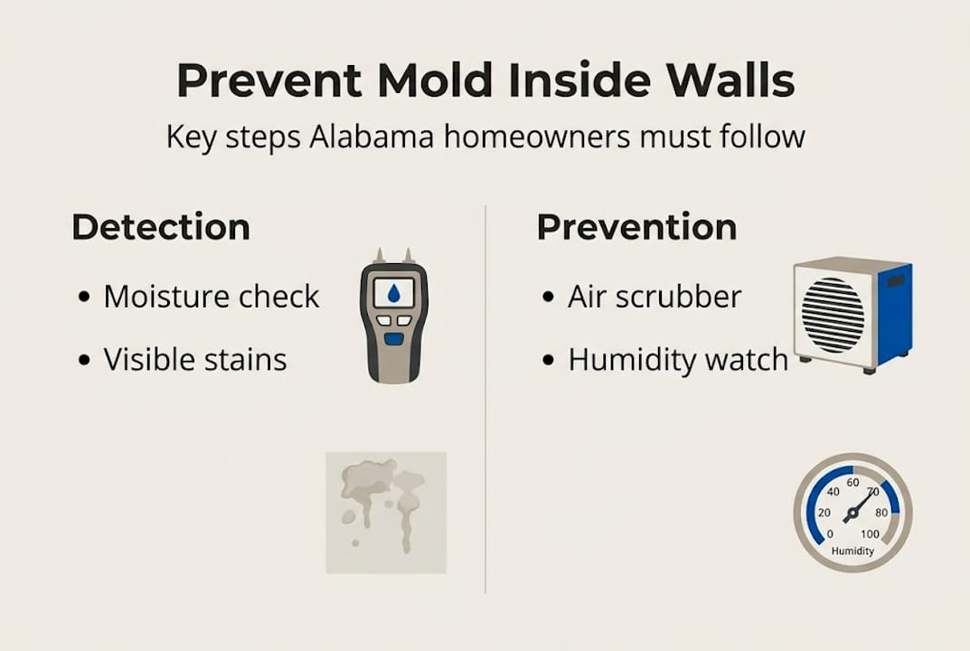 Infographic shows mold detection and prevention steps