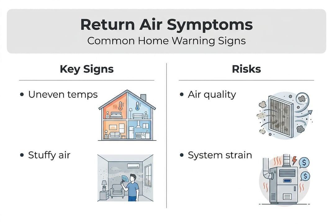 Infographic shows return air symptoms and risks