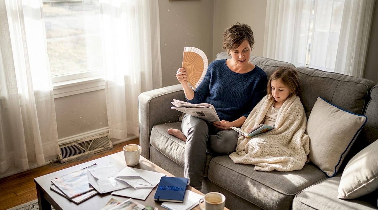 Family showing uneven temperatures living room