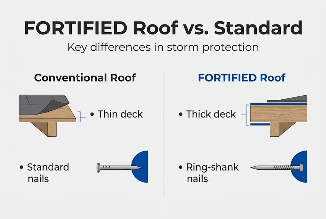 Infographic compares FORTIFIED and standard roofs