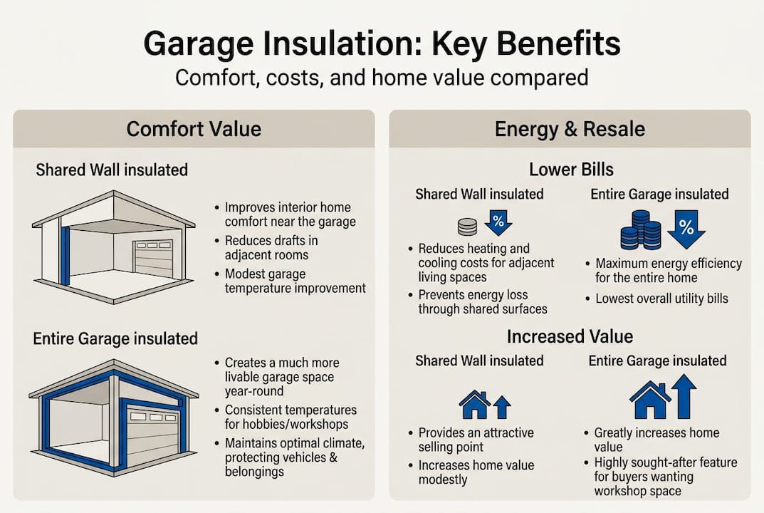 Infographic on garage insulation benefits and options