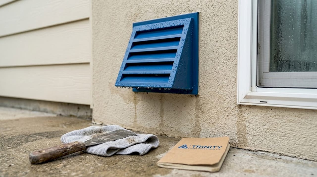 Bathroom exhaust vent cover in humid outdoor setting
