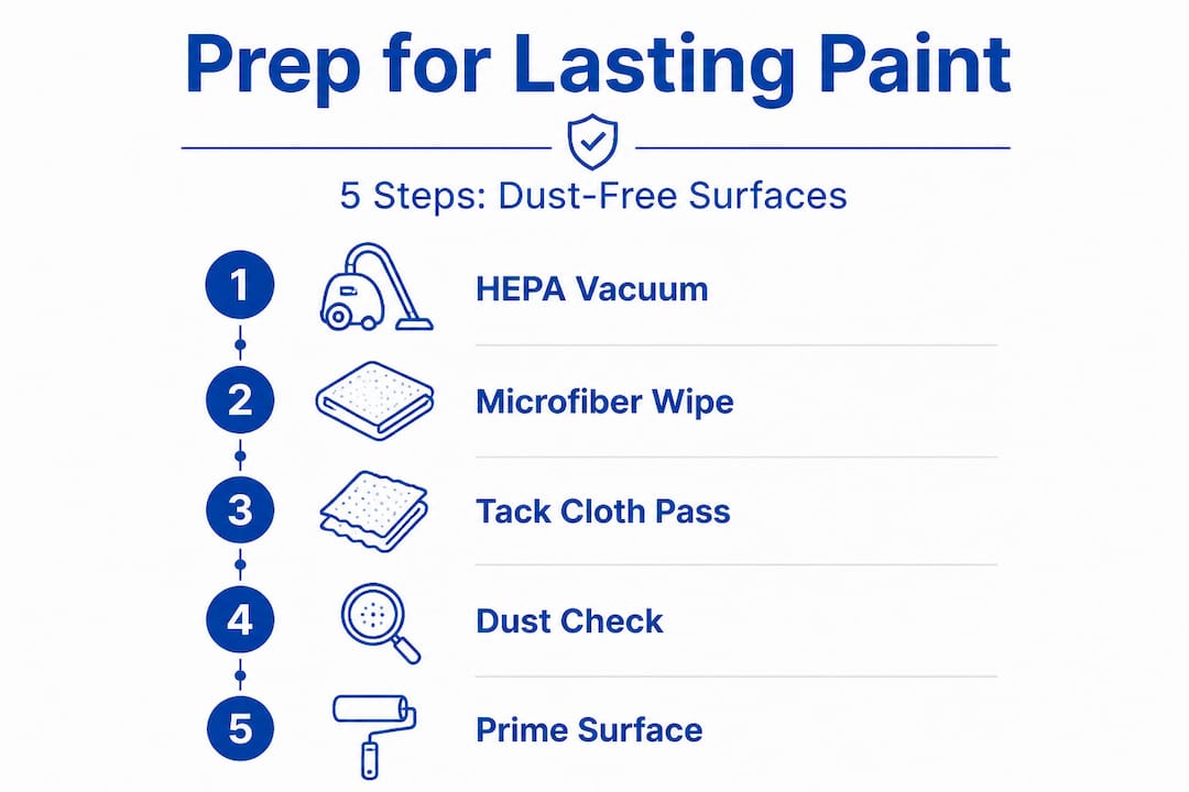 Infographic of dust-free painting preparation steps