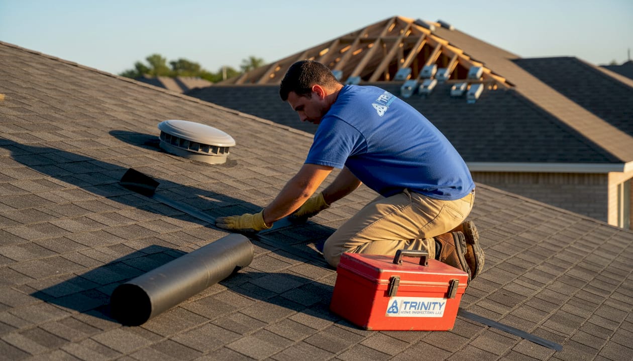Roofer sealing deck on hurricane-ready home
