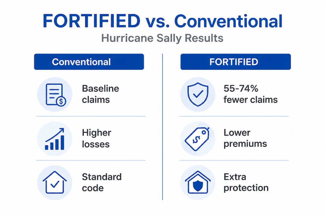 Infographic comparing FORTIFIED and conventional homes