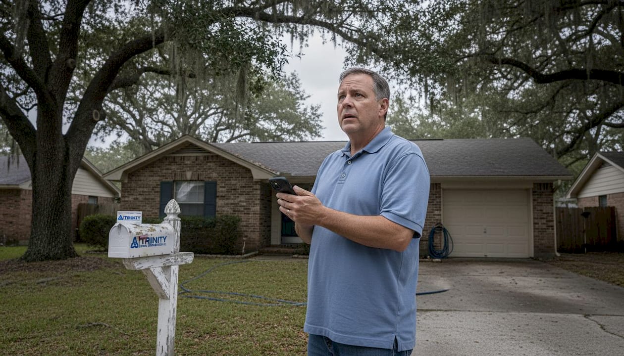 Homeowner inspects house before Gulf Coast storm