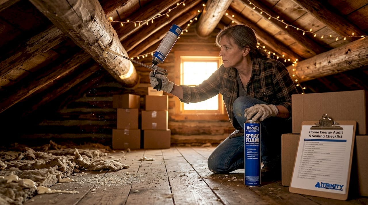 Homeowner applies spray foam in Gulf Coast attic