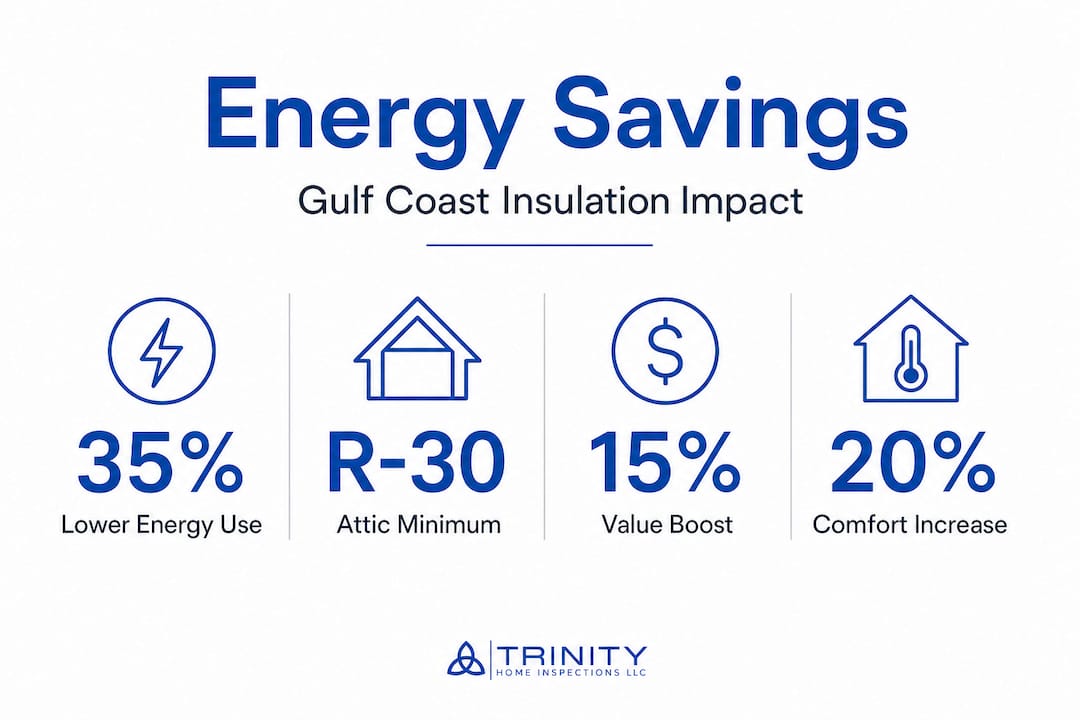 Infographic of insulation and Gulf Coast energy statistics