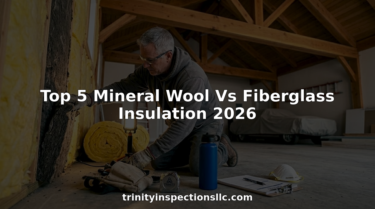 Contractor installing mineral wool and fiberglass insulation