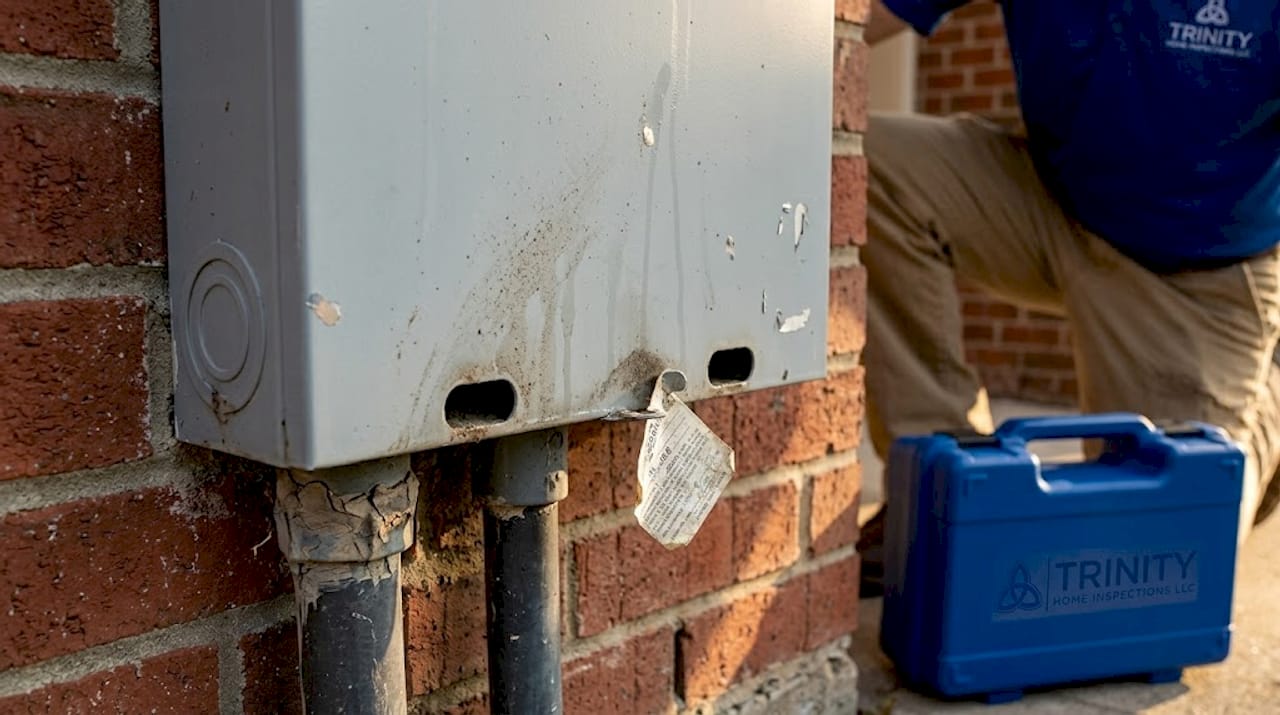 Close up of panel drainage holes and sealed conduits